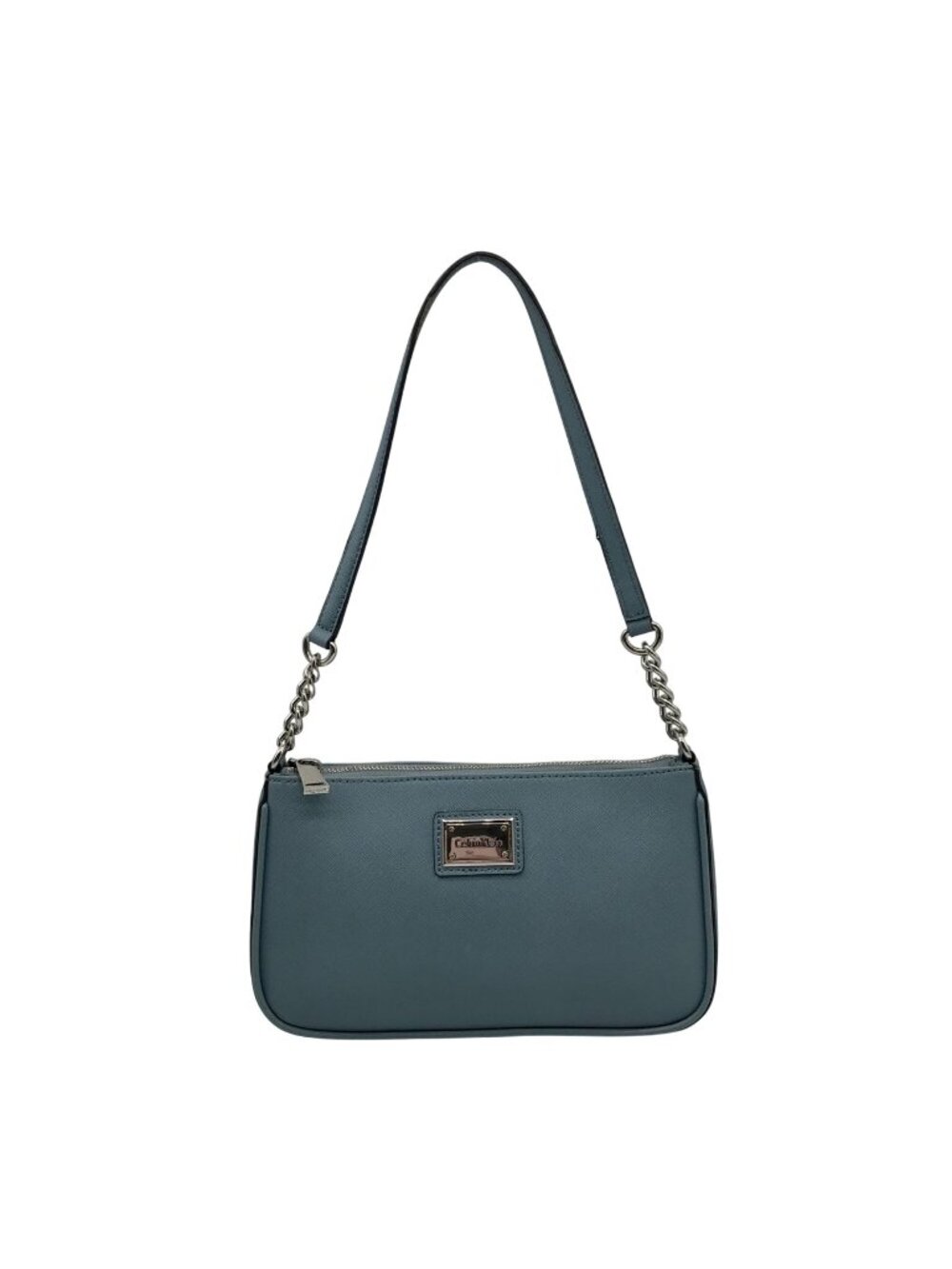 Calvin Klein Light Blue Saffiano Leather Demi Shoulder Bag